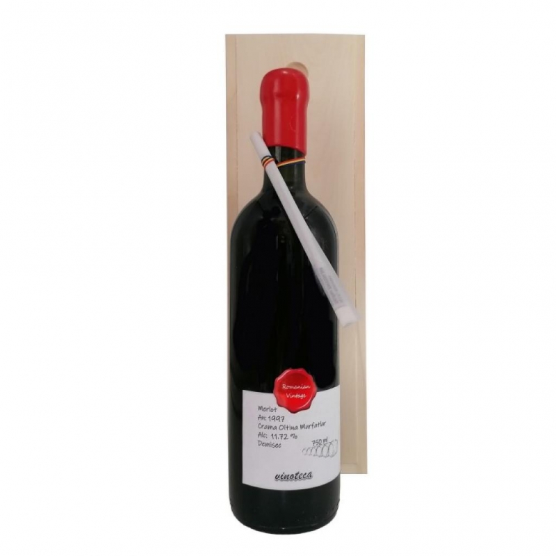 Vin rosu Merlot Oltina 1997 cutie lemn 0.75L 0